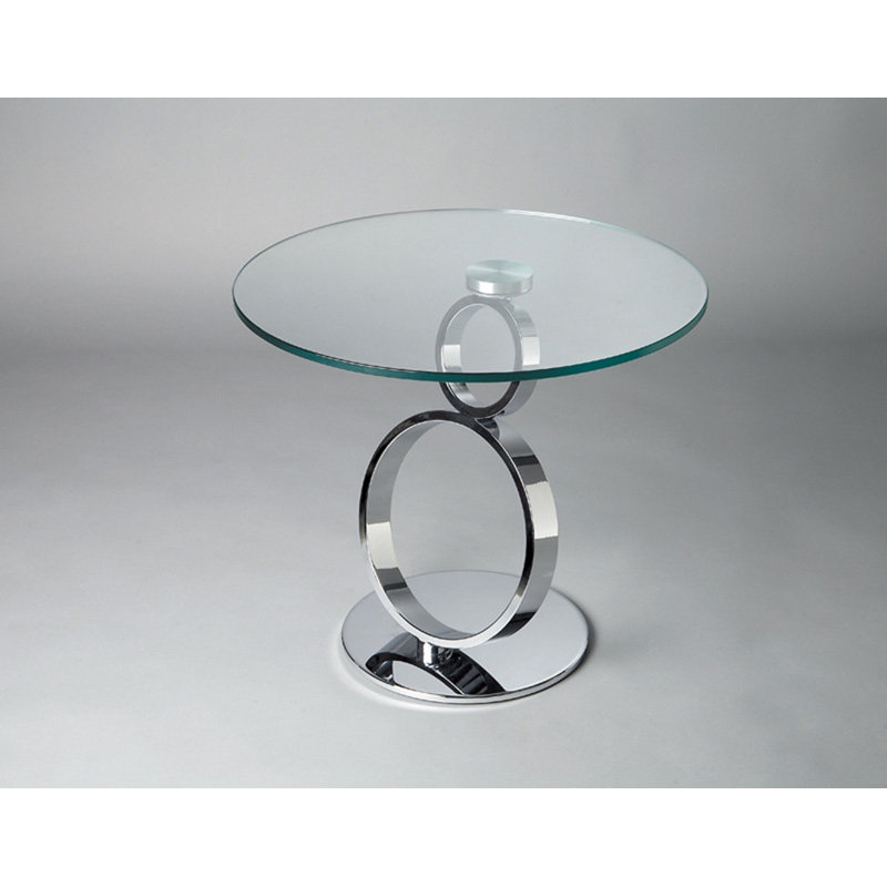 Tobias End Table, Chrome, Glass
