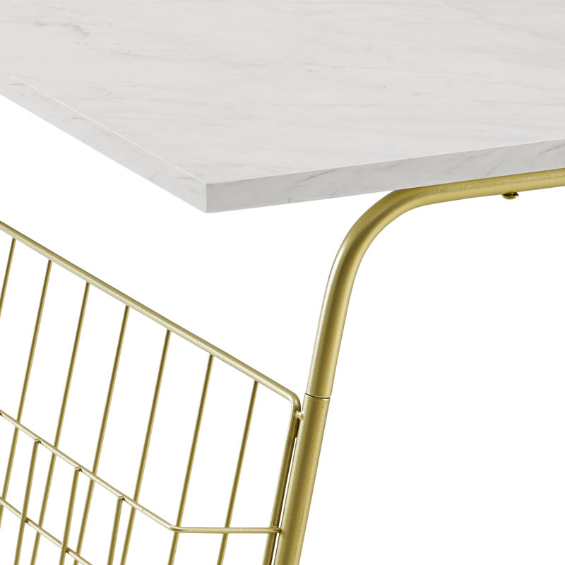 Lulu Sled Coffee Table, White Marble, Gold