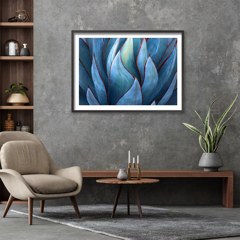 «Blue Agave Abstract» par Robin Wechsler - reproduction de cadre photo sur bois, L 24 po x H 16 po