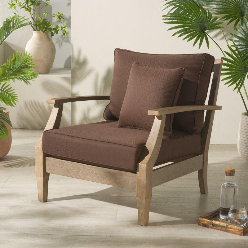 Samya Patio Chair with Cushions, Natural, Dark Brown