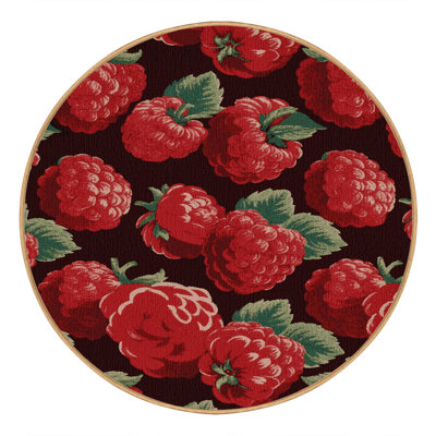 Washable Raspberry Red Fruits Area Rug