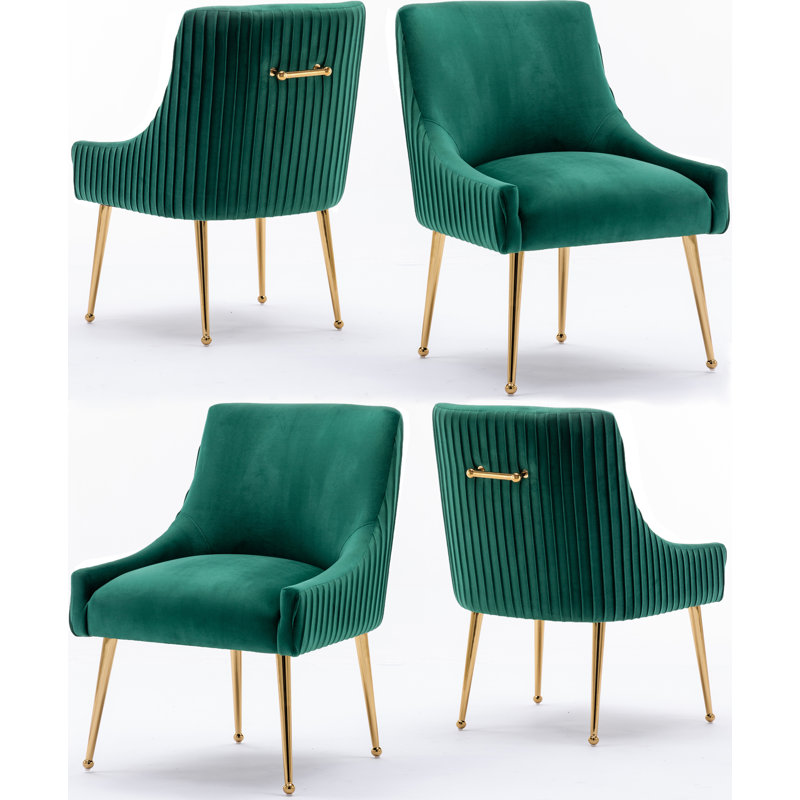 Baudel Velvet Side Chair, Dark Green