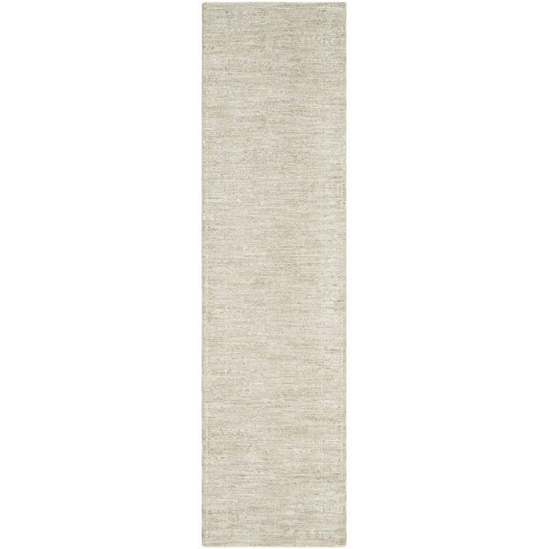 Tapis crème en polyester tissé à la machine Quach, Tapis de couloir 2 pi 8 po x 10 pi