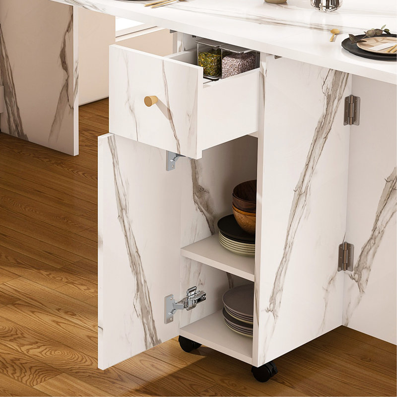 Multifunctional Folding Dining Table With Wall-Mounted Sideboard & Storage For Small Apartments