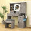 Bureau de meuble-lavabo avec lumières, 4 tiroirs et 2 armoires-1782206689