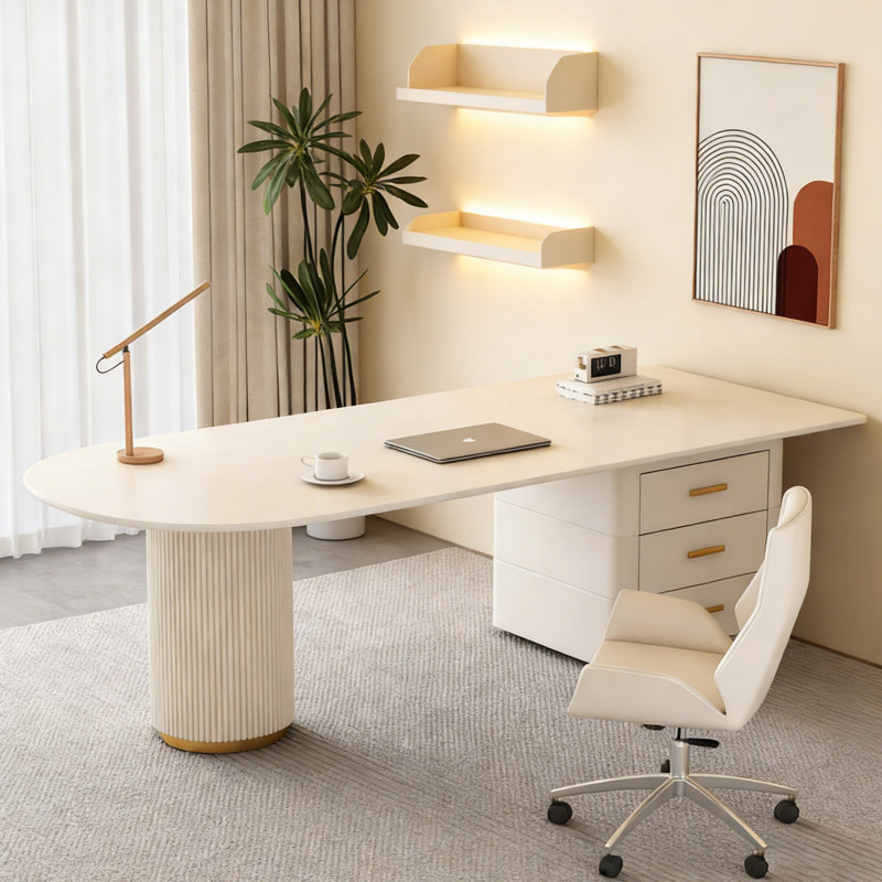 Bureau moderne en pierre frittée de style moderne, H 29,53 po x l 47,24 po x P 23,62 po