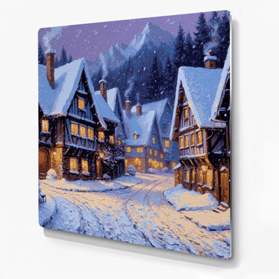 Art mural en métal «Christmas Snowy Villages»