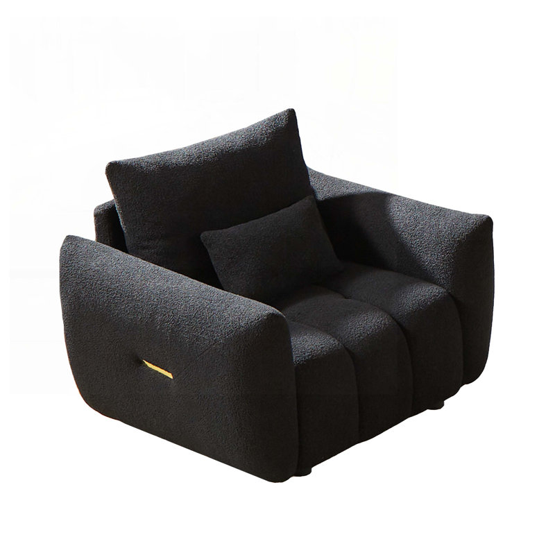 Square Arms Sofa, Black Teddy, 34.5" H x 36.8" W x 31" D