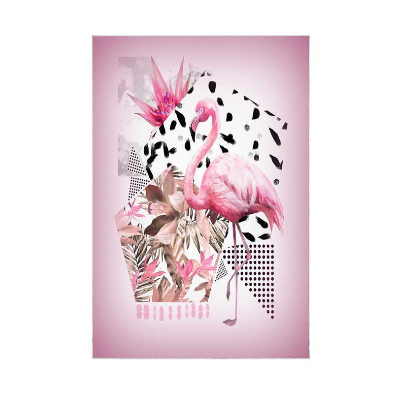 Tapis rose en polyamide tissé à la machine Blackberry, Rectangle 5 pi 3 po x 7 pi 7 po