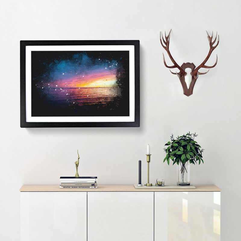 California Sunset - Framed Print, 33cm H x 45cm W x 2cm D, Black Framed