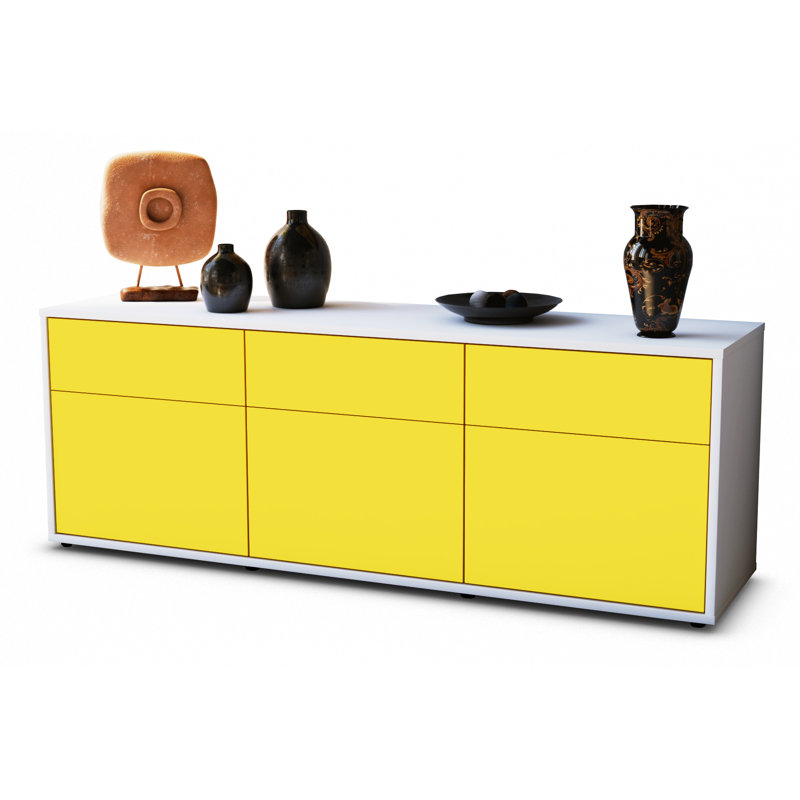 Wynkoop Unfinished TV Stand for TVs up to 60", Yellow / Matte White