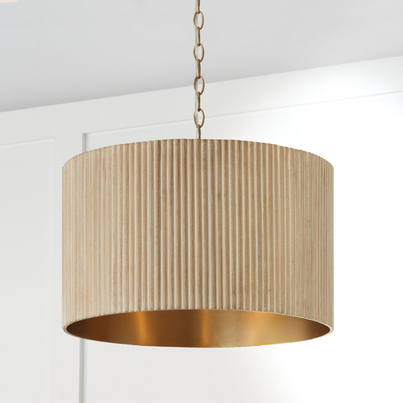 Donovan 3-Light Gold Drum Pendant Chandelier