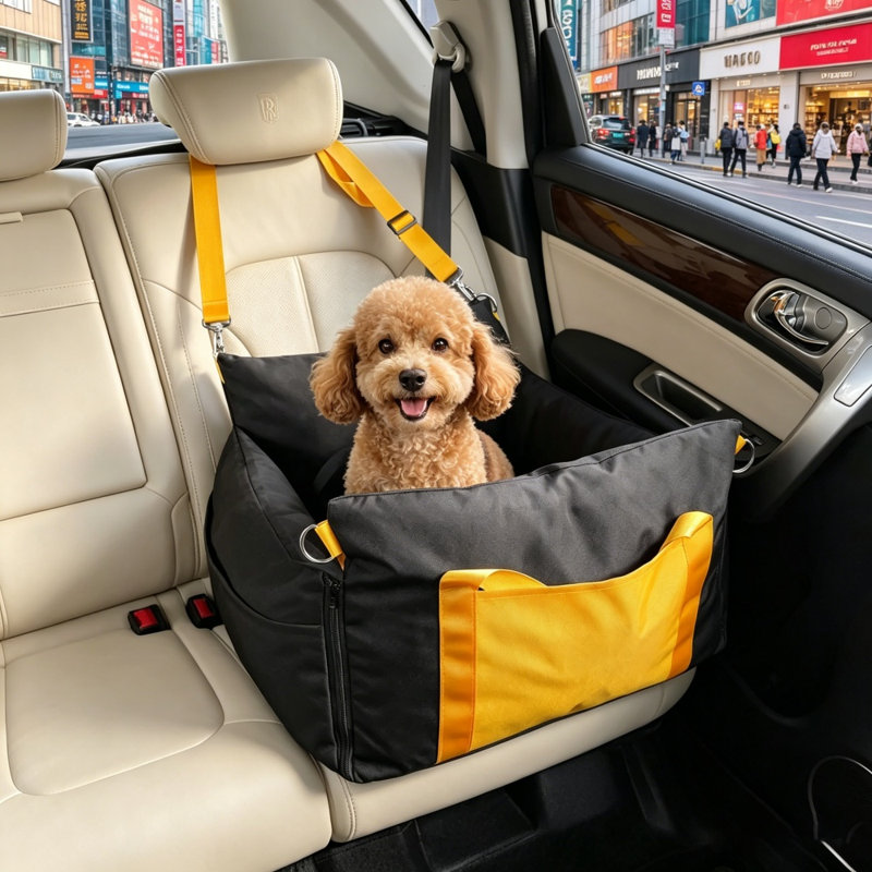 Dog Car Booster Seat,Portable Pet Travel Car Seat for Small Dogs & Cats,with Safety Leash,Non-Slip Base,Washable Soft Fabric,Fits Car Front & Back Seat