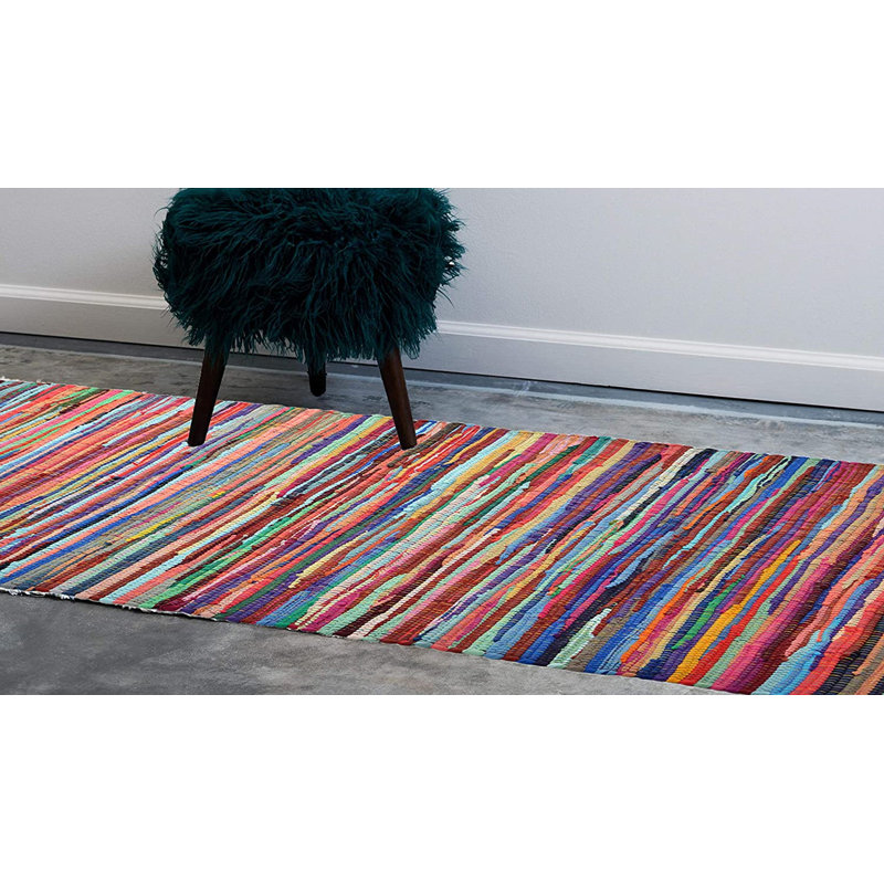 Nisbet Chindi Handwoven Multicolour Rag Rug, Runner 60 x 180cm