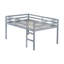 Lit mezzanine double en bois d'hévéa avec échelle, peu encombrant, robuste et durable, idéal pour la chambre d'enfant, finition grise-979055816