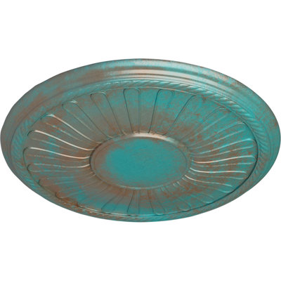 Endurathane Leandros Ceiling Medallion, 19 7/8"OD x 1 1/4"P (Fits Canopies up to 6 3/8"), Hand-Painted Copper Green Patina Finish