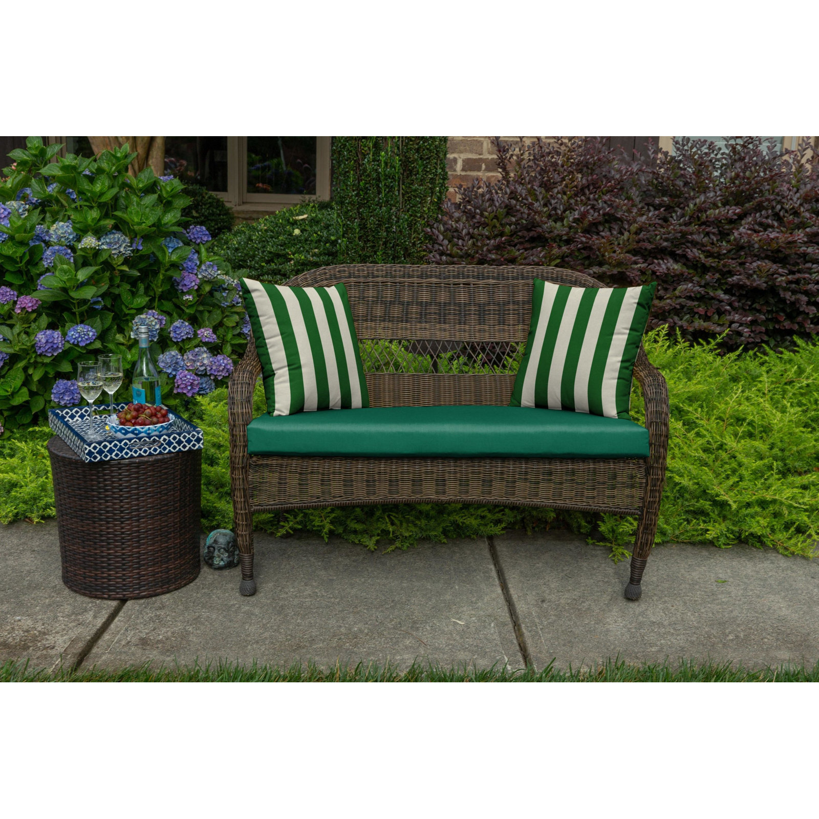  Outdoor Square Pillow Cover & Insert, 15"H x 15"W, Maxim Forest Green Sunbrella®