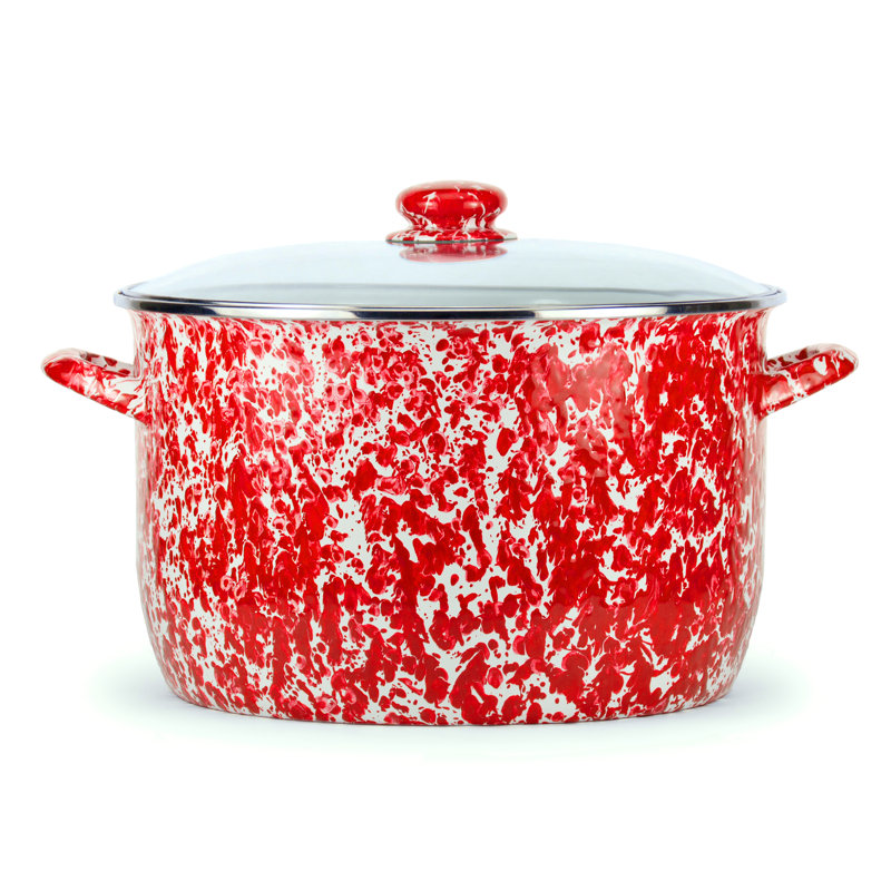 Golden Rabbit Red Swirl 18 Quarts Non-Stick Enamelware Stock Pot