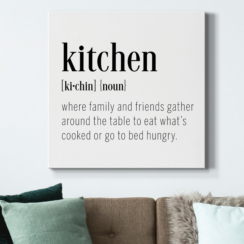 «Kitchen Définition», art textuel sur toile tendue, H 40 po x l 40 po x P 1 po