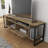 Lotus Industrial TV Stand for Up to 65" TVs, Rustic Media Console with Storage and Metal Legs, Light Brown Oak Wood Finish