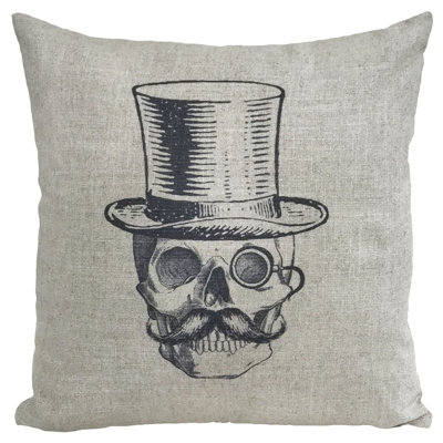 Skull Hipster Linen Throw Pillow