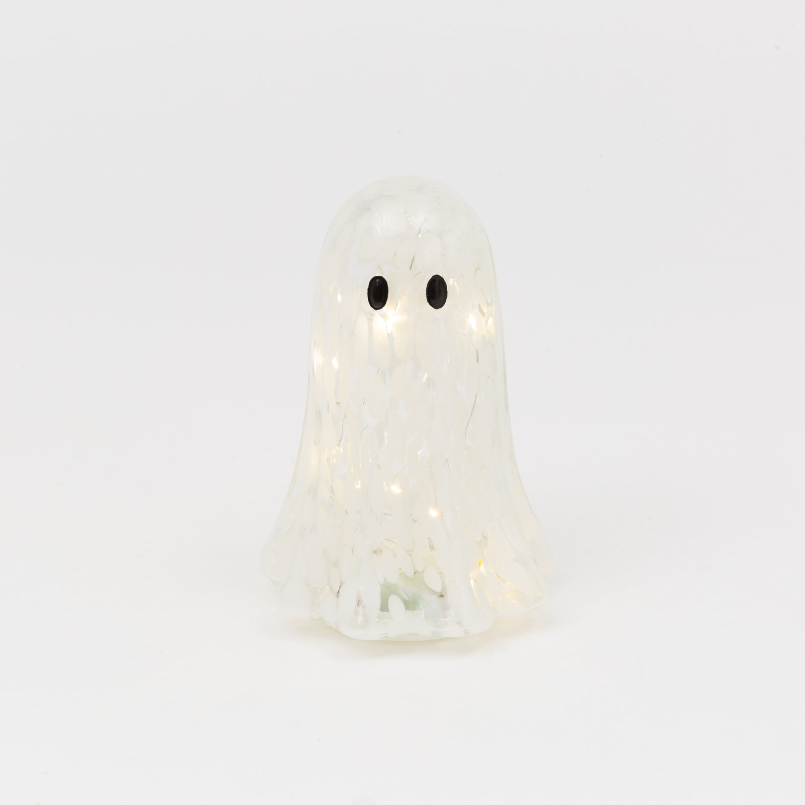 Lighted Glass Halloween Ghost with Timer 6.3"H