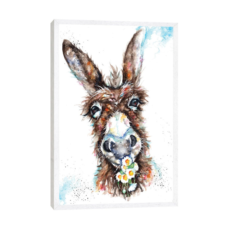 Daisy - Painting on Canvas, 66.04 cm H x 45.72 cm W, White Framed