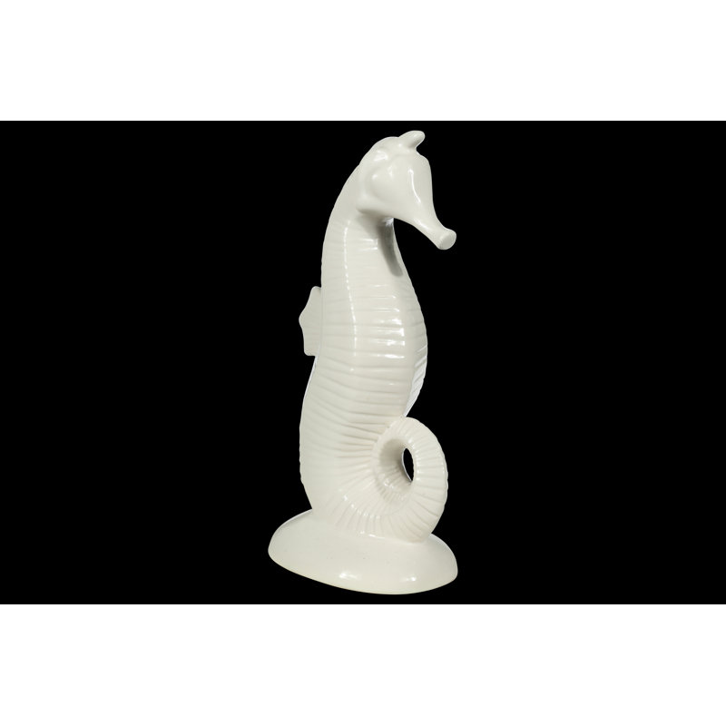 Figurine hippocampe belatrix on base, Blanc