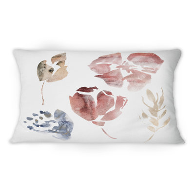 Coussin décoratif minimaliste à feuillage rouge, bleu et brun