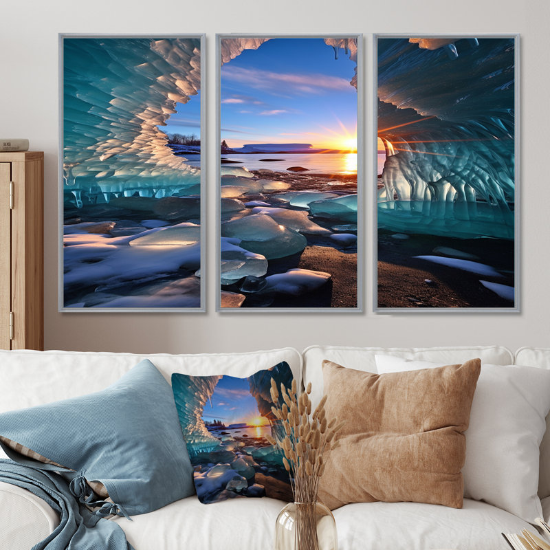 Rhinelander - Beach & Ocean Wall Art Decor Set, Silver Floater Framed, 40" H x 60" W x 1" D