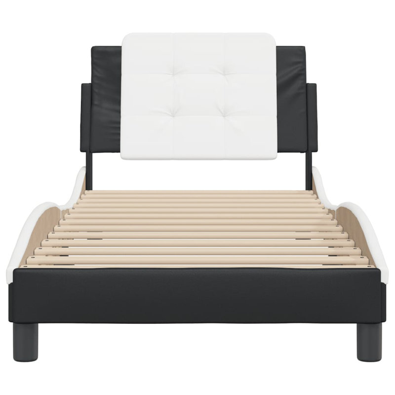 vidaXL Bed Frame without Mattress Zadar Black and White 100x203 cm Faux Leather, Extra-long Twin, Black/White