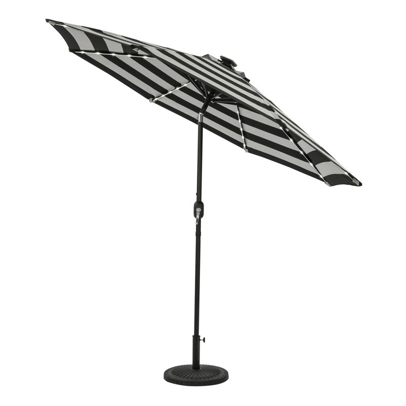 Parasol de marché éclairé 9 pi Taelyn, Noir / gris clair