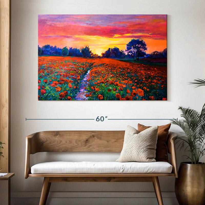 Alvord Red Poppy Flower Field, 34" H x 51" W