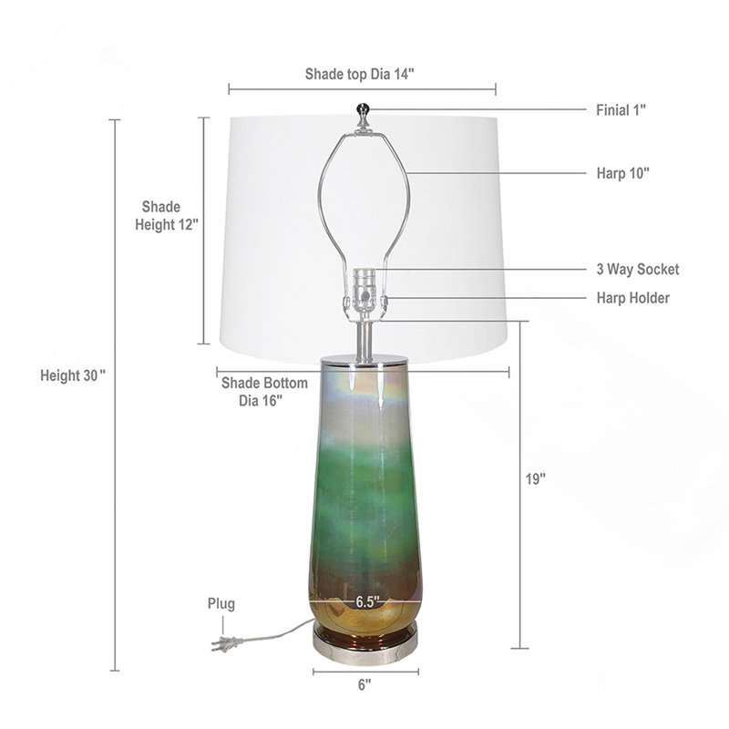 Lampe de table en verre D16x30 "
