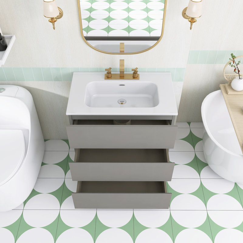 Ensemble de meuble-lavabo autoportant 29,9 po avec plateau en céramique, 24"