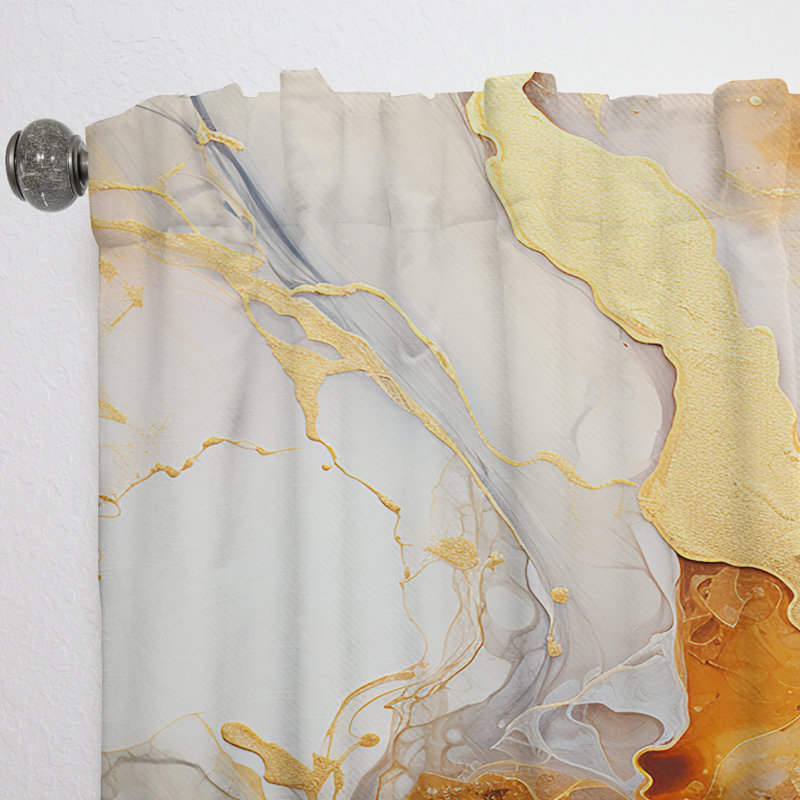 Hartlyn Gold And White Geode Lava I - Traditional Curtain - Velvet Room Darkening - 1 panel, 52" W x 95" L