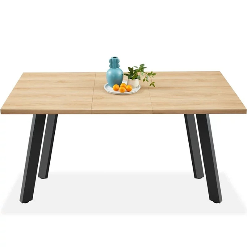 Natural Oak Extendable Dining Table with Black Steel Legs