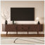 Meuble télé Mid-Century moderne avec portes tambour, tiroirs et prise de courant pour téléviseurs de 80 pouces, salon et chambre à coucher