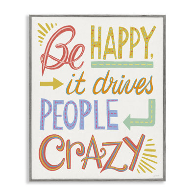 Bright Be Happy Phrase Giclee Art by Anne Tavoletti