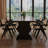 Brown+Black Rectangular Solid Wood Dining Table-1285185224
