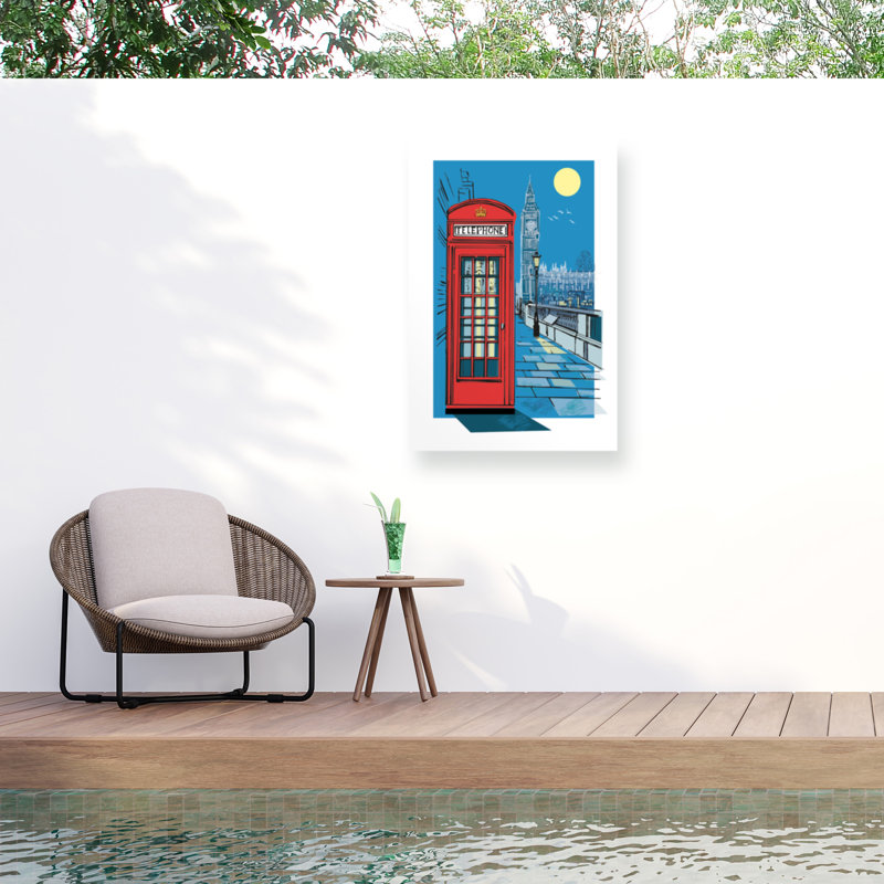 Boîte de téléphone bolognaise dans le noir sur toile, H 19 po x l 12 po