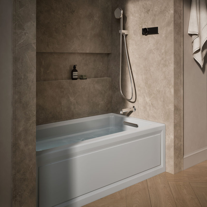 Archer Alcove 60" x 32" Whirpool Bathtub, Ice Grey, Right