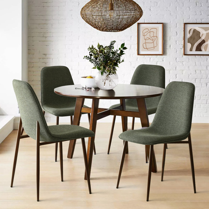 Jozwiak Upholstered Side Chair with Metal Legs, Olive