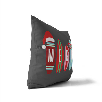 Merry Surf Holiday Decorative Throw Pillow