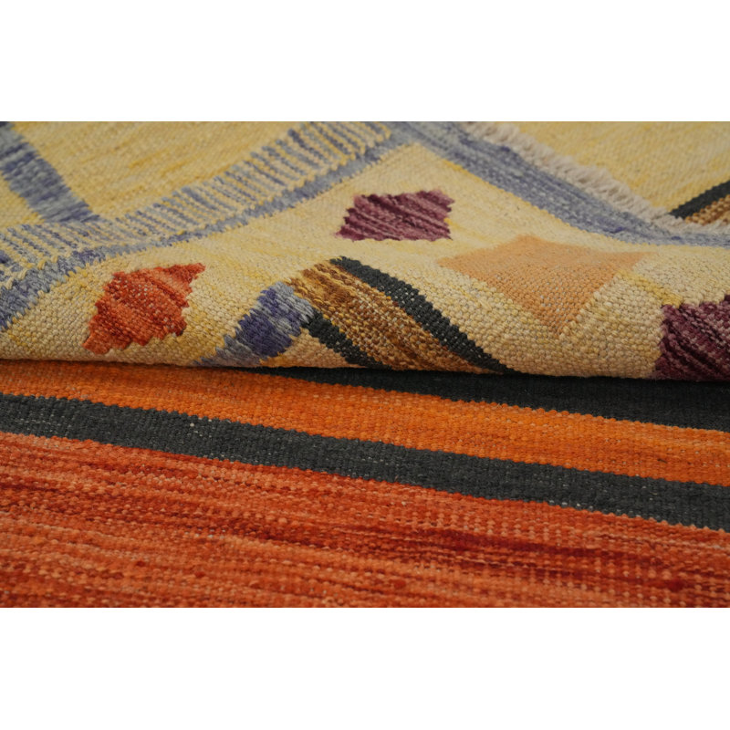 Tapis de couloir rayé en laine Kilim