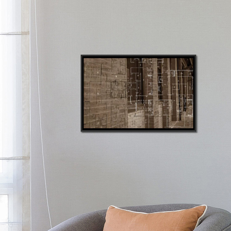 « architecture drawing iii », reproduction d’impression sur toile tendue, H 18 po x l 26 po x P 1,5 po, Toile avec cadre noir