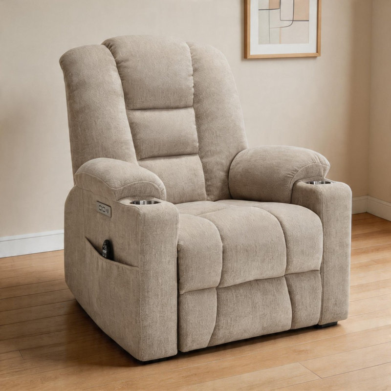 Accent chair, Beige Chenille