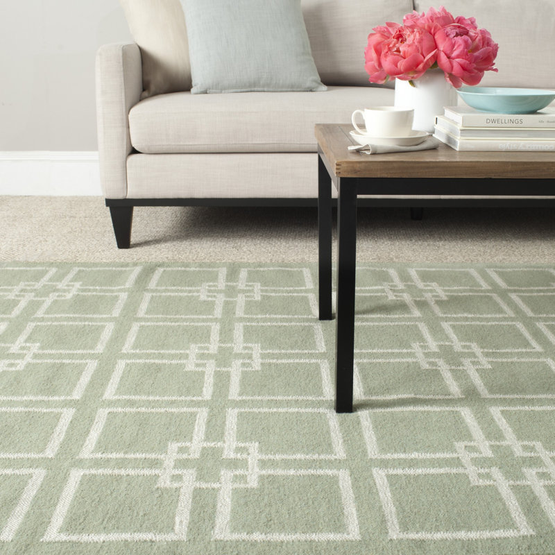Dance Martha Stewart Flat Weave Wool/Silk/Cotton Geometric Rug in Soilbrown, Rectangle 5' x 8'
