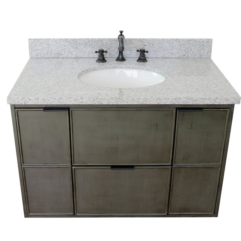 37'' Single Bathroom Vanity with Top, Gray Granite