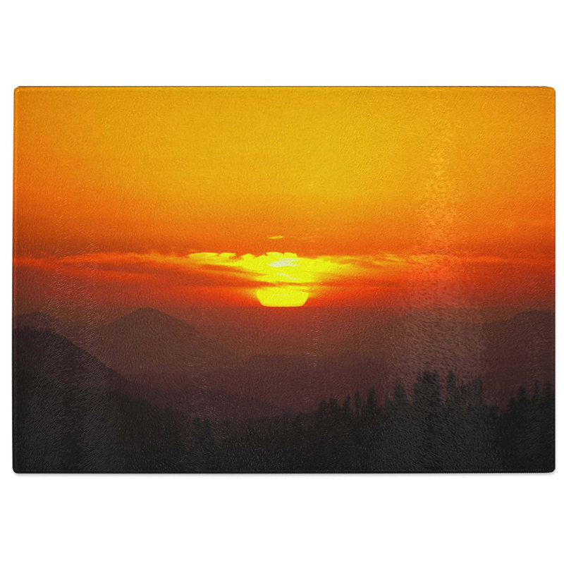 Tempered Glass Sunset over Sequoia National Park Chopping Board, 39 cm W x 28.5 cm L